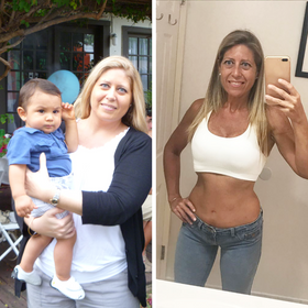 Transformación antes y después en cintura, abdomen y brazos tras uso de Vibro Sculpt